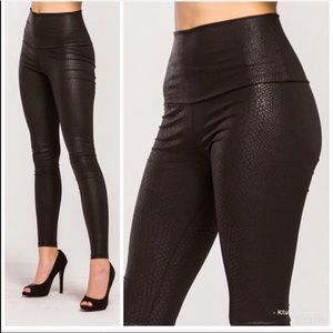 Snakeskin High Waist Faux Leather Leggings